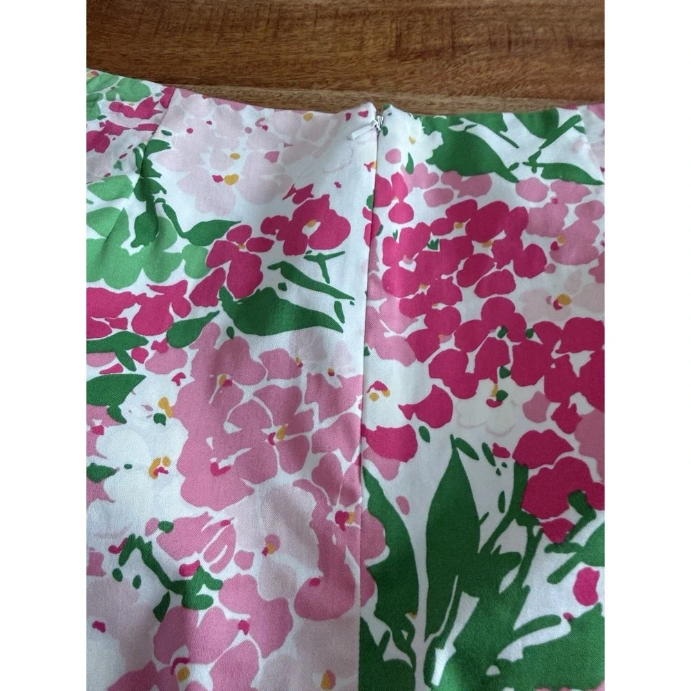 Lauren Ralph Lauren‎ Skirt Womens 8 Floral Pink Green Cotton Stretch